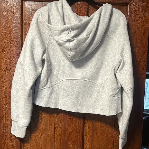 Light heathered gray Grey marl scuba oversized full zip crop hoodie - Picture 3 of 4